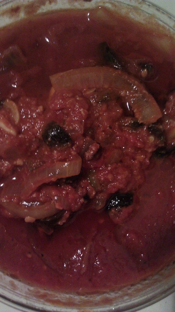 Anchovies, onions, black olives, garlic, San Marzano tomatoes